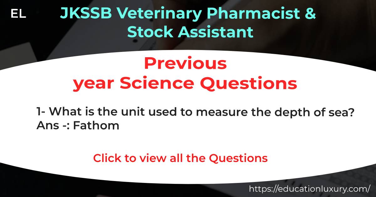 JKSSB veterinary pharmacist & stock assistant – previous year 